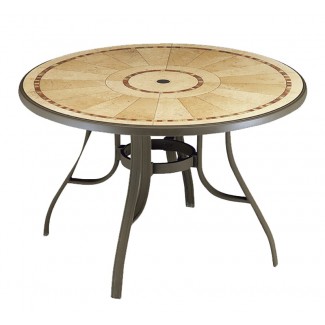 Restaurant Outdoor Tables Louisiana 48" Round Table with Metal Legs and Umbrella Hole
